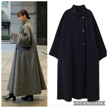 스탠드 칼라 리버 롱 코트