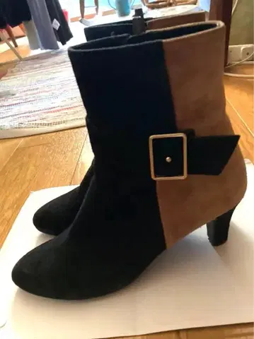 바이컬러 스웨이드 부츠