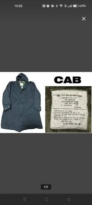 CAB USA 미군 모델 보아 라이너 포함 모즈 코트 블랙 L