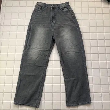 그레이 와이드 레그 데님 하이웨스트