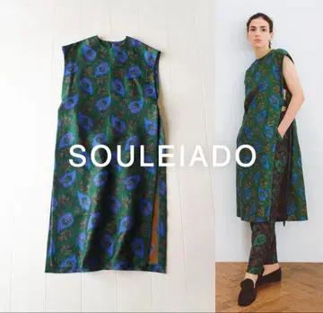 SOULEIADO 슬리브리스 자카드 원피스