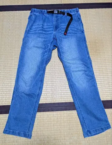 파랑 스트레이트 데님 허리밴딩 벨트 포함