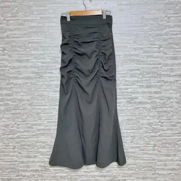 미엠셀렉 개더 롱 스커트 블랙 S 개성있는