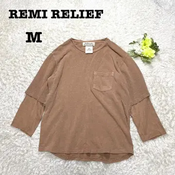 레미레리프 남성용 7부 소매 상의 레이어드 도킹 일본제 면 M