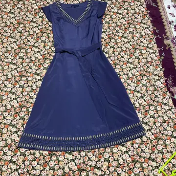 로라 애슐리 네이비 슬리브리스 원피스 7호