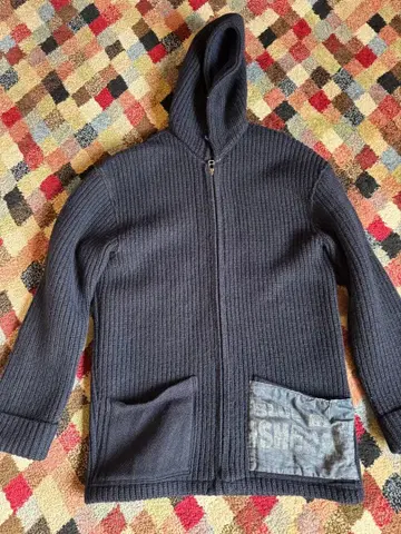 블루블루 헤비 니트 후디 코트