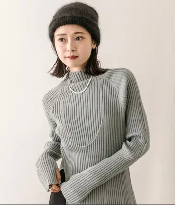 No.279 리브 하이넥 스웨터 그린 mystic