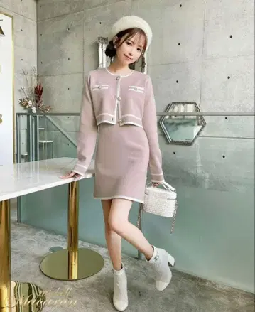 michellMacaron 바이컬러 앙상블 니트 원피스