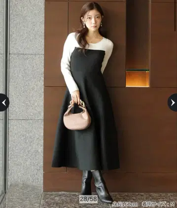 아푸와이저 리셰 소매 레이스 뷔스티에 절개 원피스 특수 블랙 M