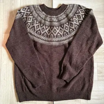 새상품급 BEAMS HEART 노르딕 무늬 스웨터 L 사이즈