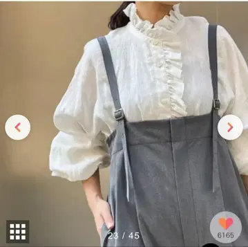 12closet [ 이시가미 미츠에 콜라보 ] 린넨 프릴 블라우스