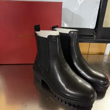 천연 가죽 블랙 사이드 고어 부츠