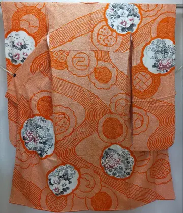 순수 실크 쥐어짜기 사계절 풀꽃 무늬 후리소데 (935) 사이즈 (cm)