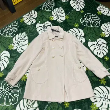 라이트 핑크 더블 브레스트 피 코트