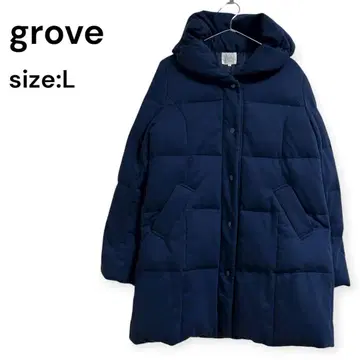 [ grove ] 다운 코트 후드 부착 네이비 L 사이즈 여성용 아우터