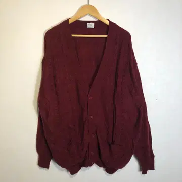 남성용 XL 사이즈 와인 레드 가디건