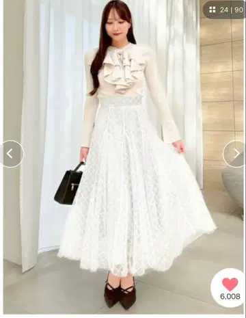 dazzlin 스팽글 튤 체크 스커트 그레이 S