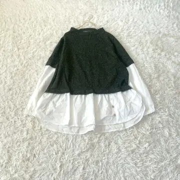 레이어드 디자인 셔츠 도킹 플레어 튜닉 M 다크 그레이