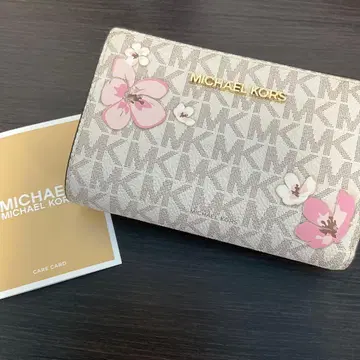 새상품 MICHAEL KORS 플라워 프린트 이단 접이식 지갑