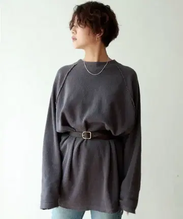 TODAYFUL 와플 긴팔 루즈 T셔츠 그레이