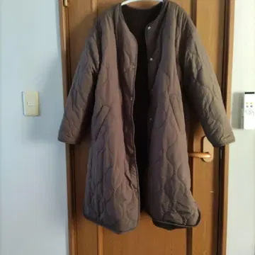 브라운 퀼팅 롱 자켓 리버서블