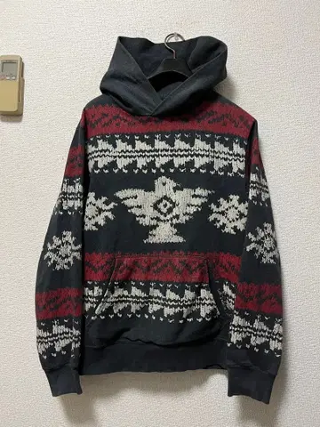 데님 앤 서플라이 흐릿한 네이티브 프린트 후드 맨투맨 /L 블랙