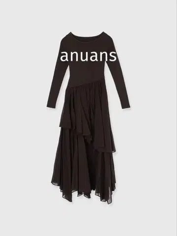 [가격표 포함] anuans 보트넥 불규칙 밑단 도킹 니트 원피스