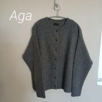 컨디션 최상 Aga 울 혼방 가디건 니트 차콜 그레이