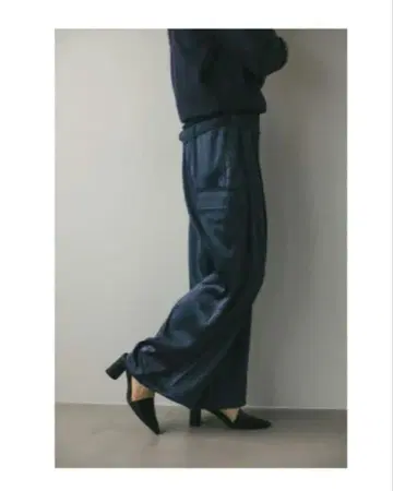 STYLEMIXER 네이비 미러 새틴 카고 팬츠