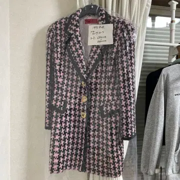 버블 코트 핑크 트위드 코트 버블기