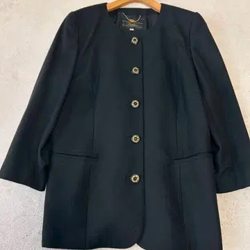 레리안 13+ 노카라 자켓 골드 버튼 블랙 캐시미어 혼방