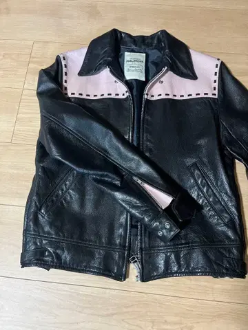 RALEIGH 가죽 자켓 블랙 x 핑크 UK34 레어