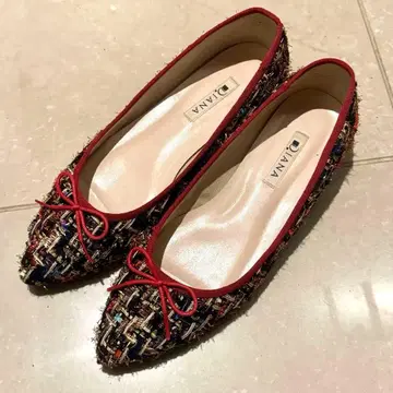 새상품급 DIANA 트위드 플랫슈즈