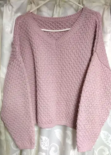 jines 새상품급 핑크 포코포코 편직 스웨터 38