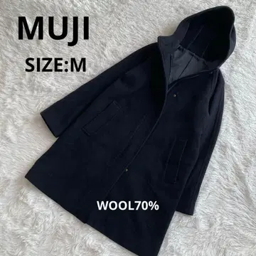 MUJI 여성 울 70% 후드 코트 후드 부착 코트 여성용 M