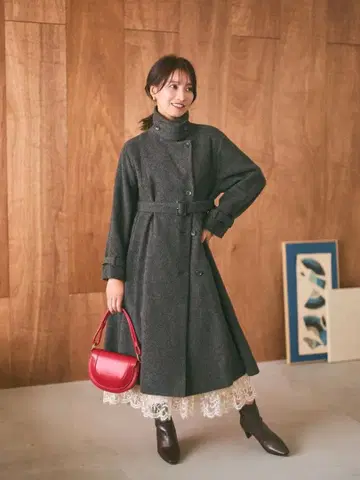 25AW 세미 더블 백 플레어 울 코트