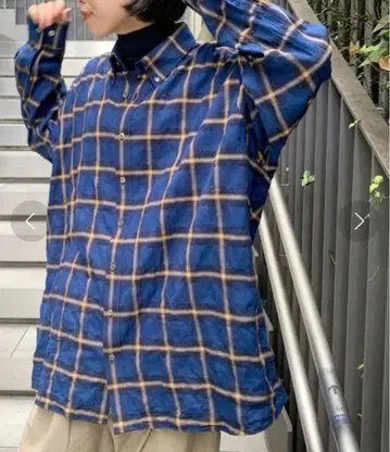 저널 스탠다드 LUXE 셔링 체크 Big-BD 셔츠 파랑