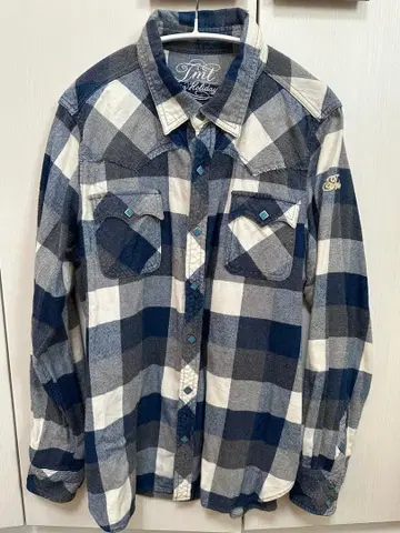 TMT Tint 플란넬 셔츠 네이비/화이트/그레이