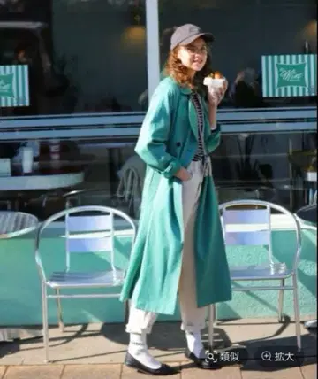 컬러풀 트렌치코트 M 그린 새상품급 niko and -