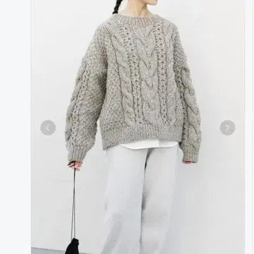 카구레 kagure 페루 아란 크루넥 니트 그레이