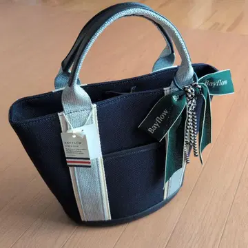 Bayflow 리본 참 라메 토트백