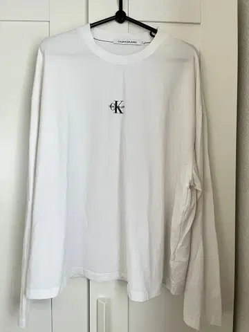 Calvin Klein Jeans 로고 긴팔 티셔츠 XL 화이트
