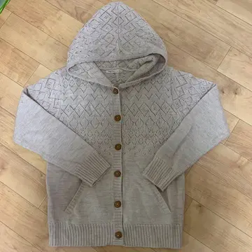 후드 부착 베이지 가디건