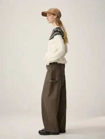 rokh x GU 배럴 레그 페인터 팬츠 브라운 L 사이즈