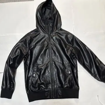 블랙 가죽 후드 자켓 L 사이즈