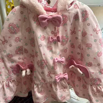 꽃무늬 리본 포함 플리스 스코트 마이멜로디 판초