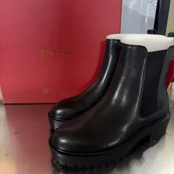 천연 가죽 블랙 사이드 고어 부츠 35 사이즈