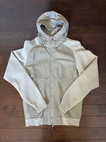 TOMORROWLAND 가죽 니트 라이트 그레이 풀 집업 후드티