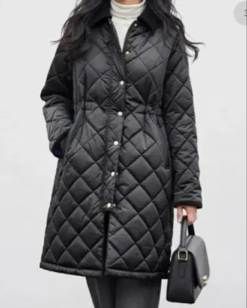 새상품 더마 컬렉션 코듀로이 솜 퀼팅 코트 블랙 M