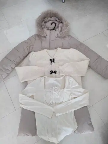 베이지 후드 부착 다운 자켓 그레일, SHEIN